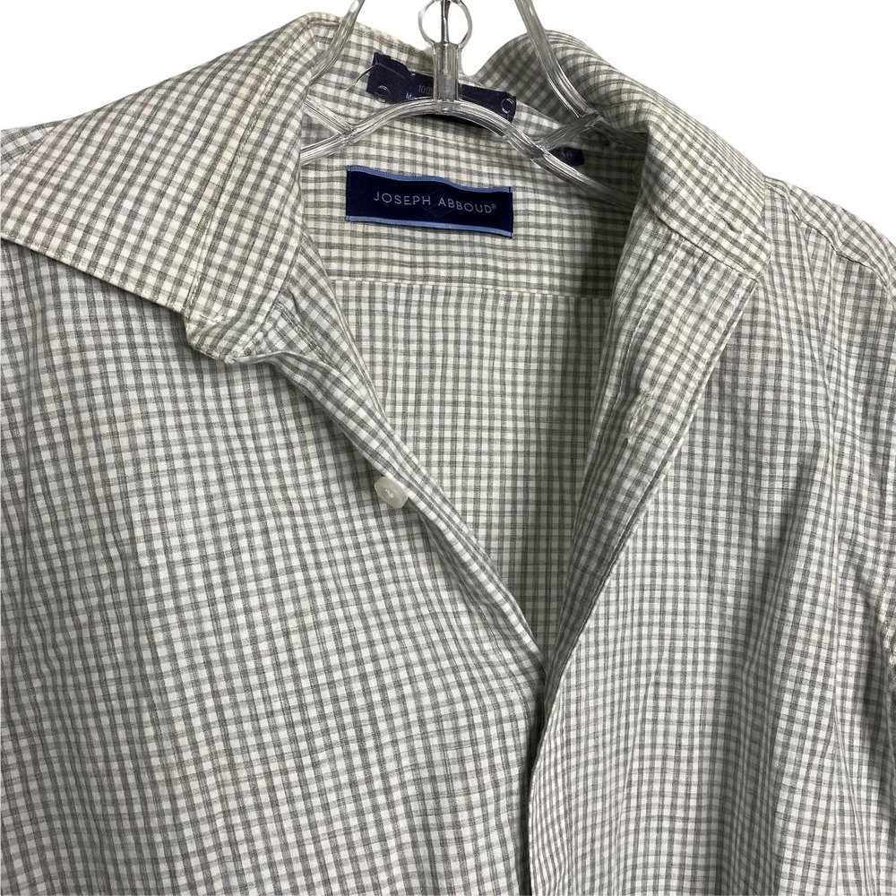 Joseph‎ Abboud Boy's Casual Button Up Dress Shirt Long Sleeve Gingham Gray 14